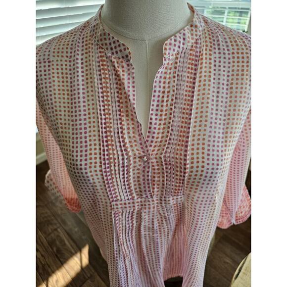 Oliphant 3/4 Sleeve Tunic Blouse Women's Size S Popover Geometric Bohemian - Picture 3 of 10